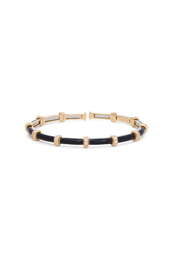 Sidney Garber 18k Yellow Gold Enamel Diamond Carly Bracelet - view 1