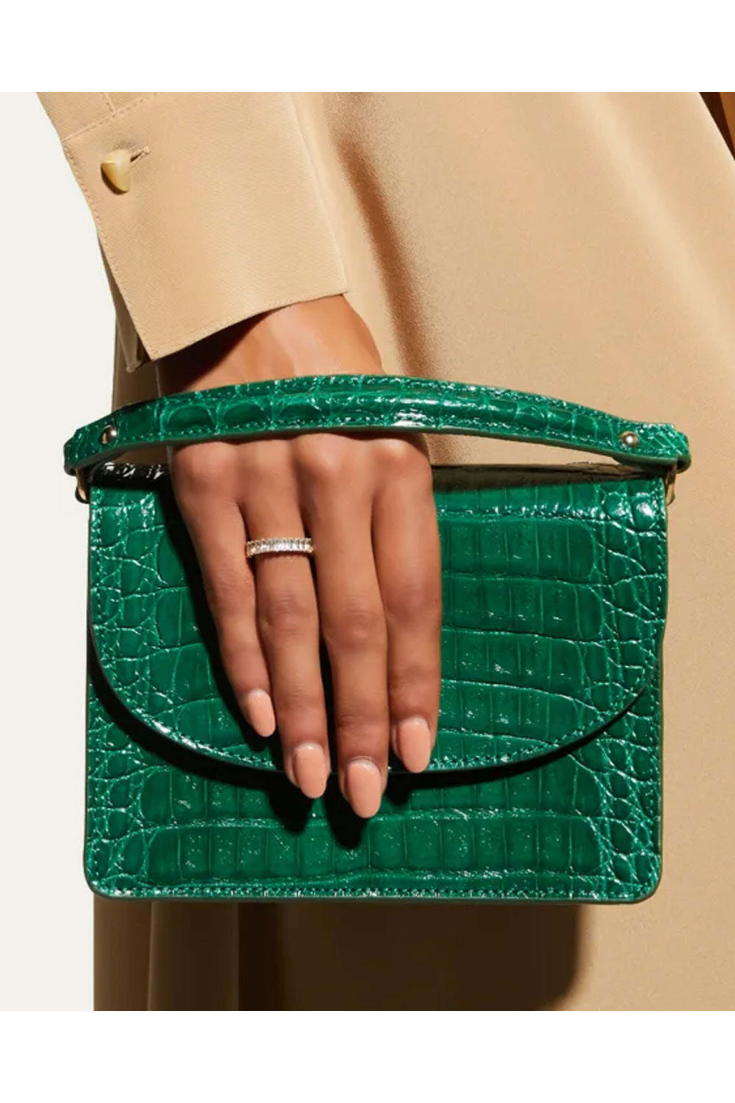 Maria Oliver - Valencia Crocodile Top-Handle Bag in Emerald