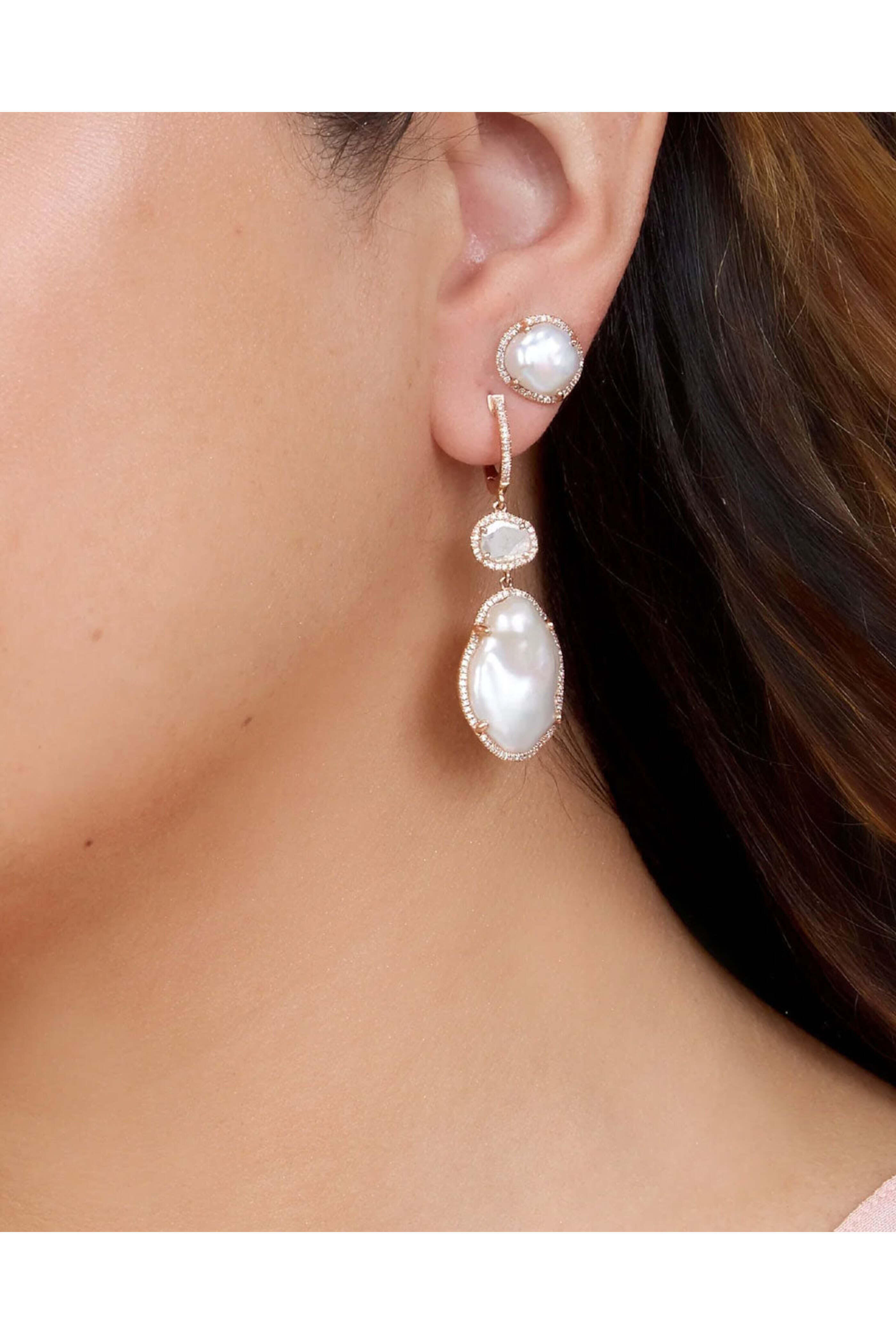 Kai Linz - Diamond and Pearl Post Earrings
