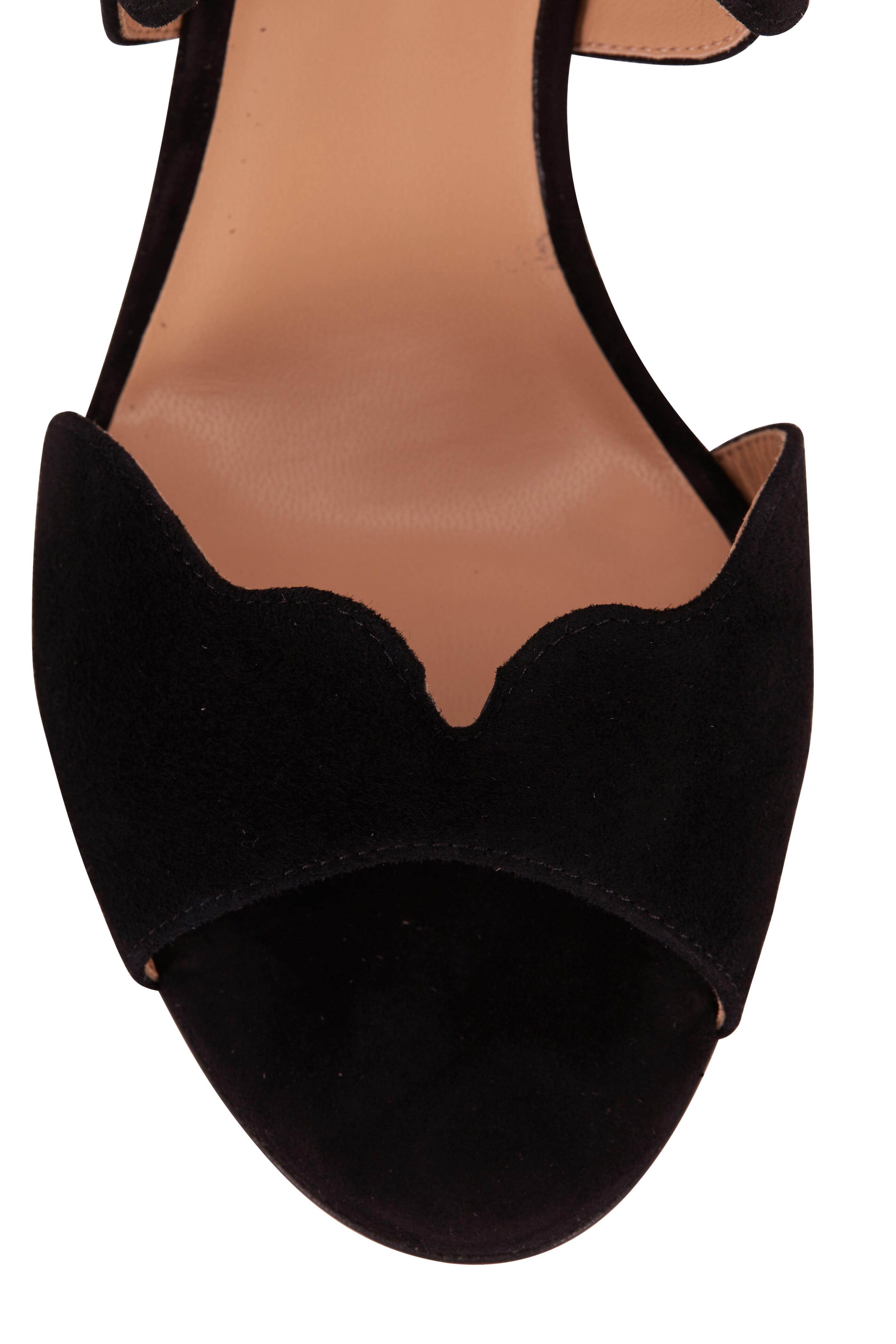 Chloé - Lauren Black Suede Scalloped Sandal, 60mm