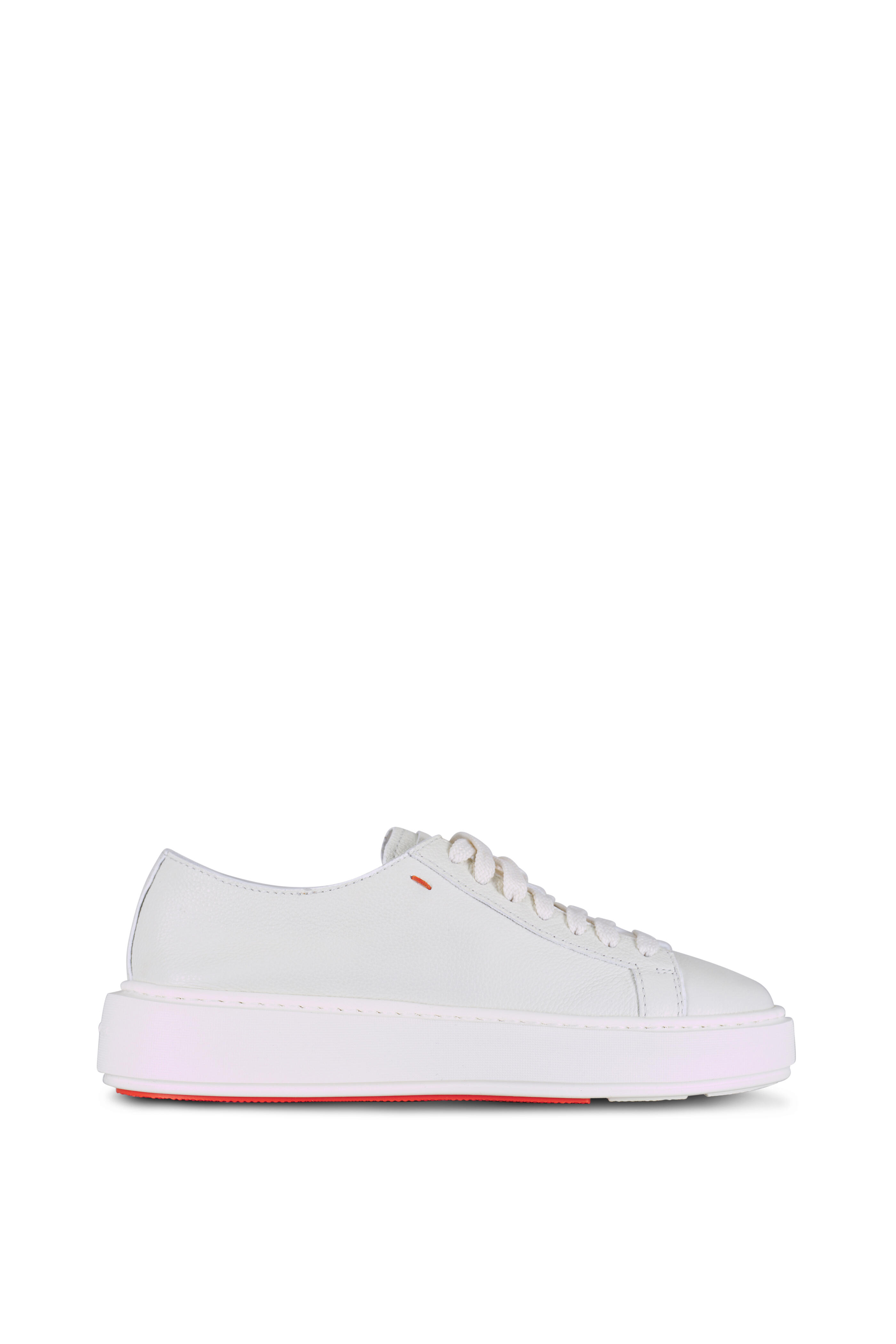 スニーカー SANTONI Men Sneakers MBGT21967PNNTSIWI48 WHITE Santoni - White Leather Low-Top Sneaker | Mitchell Stores