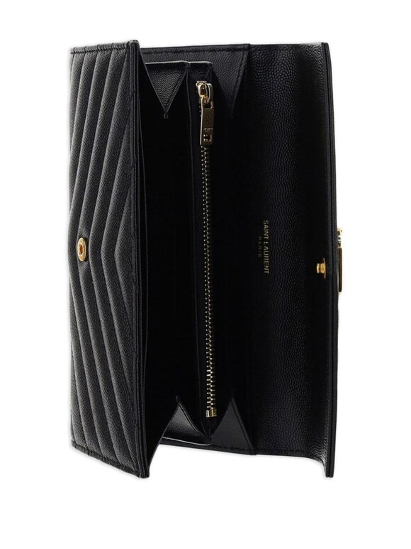 Saint Laurent Cassandre Matelassé Black Leather Flap Wallet - view 5