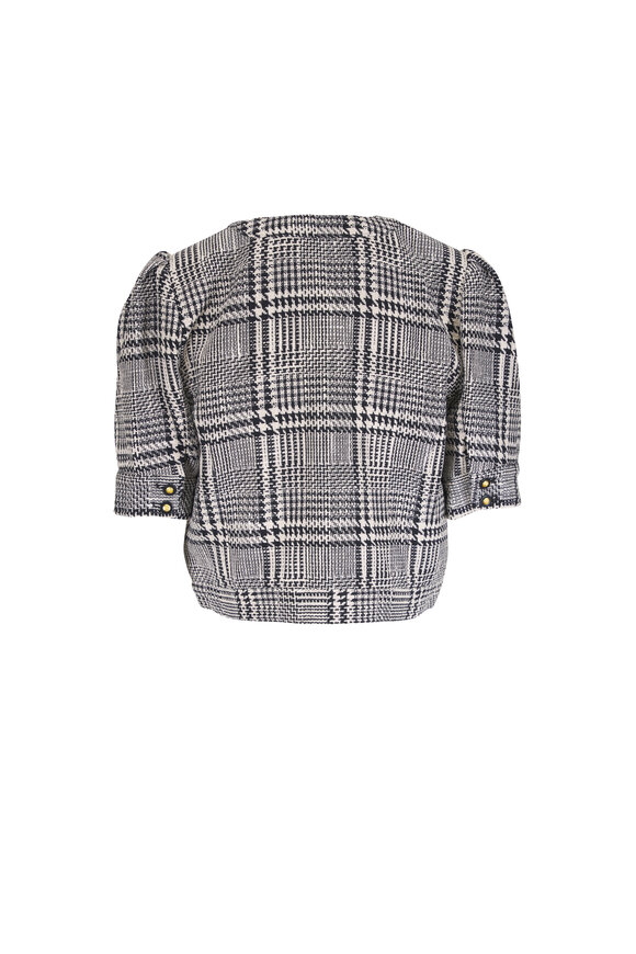 L'Agence Allegra Black & White Tweed Cropped Jacket - view 2