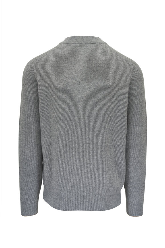 Brunello Cucinelli - Gray Cashmere Ribbed Henley