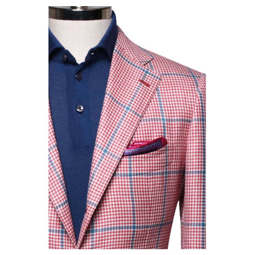 その他 Cesare Attolini Cesare Attolini - Aqua and Black Textured Sportcoat
