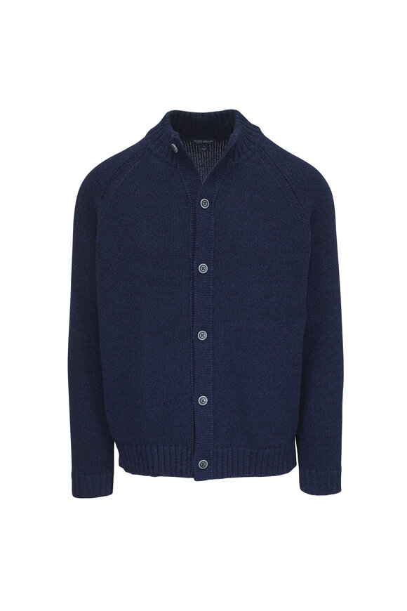 Peter Millar Tilden Navy Front Button Sweater