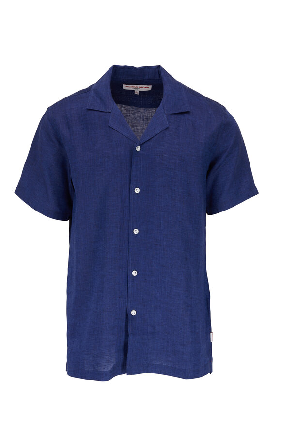 Orlebar Brown - Thunderball Blue Linen Short Sleeve Shirt