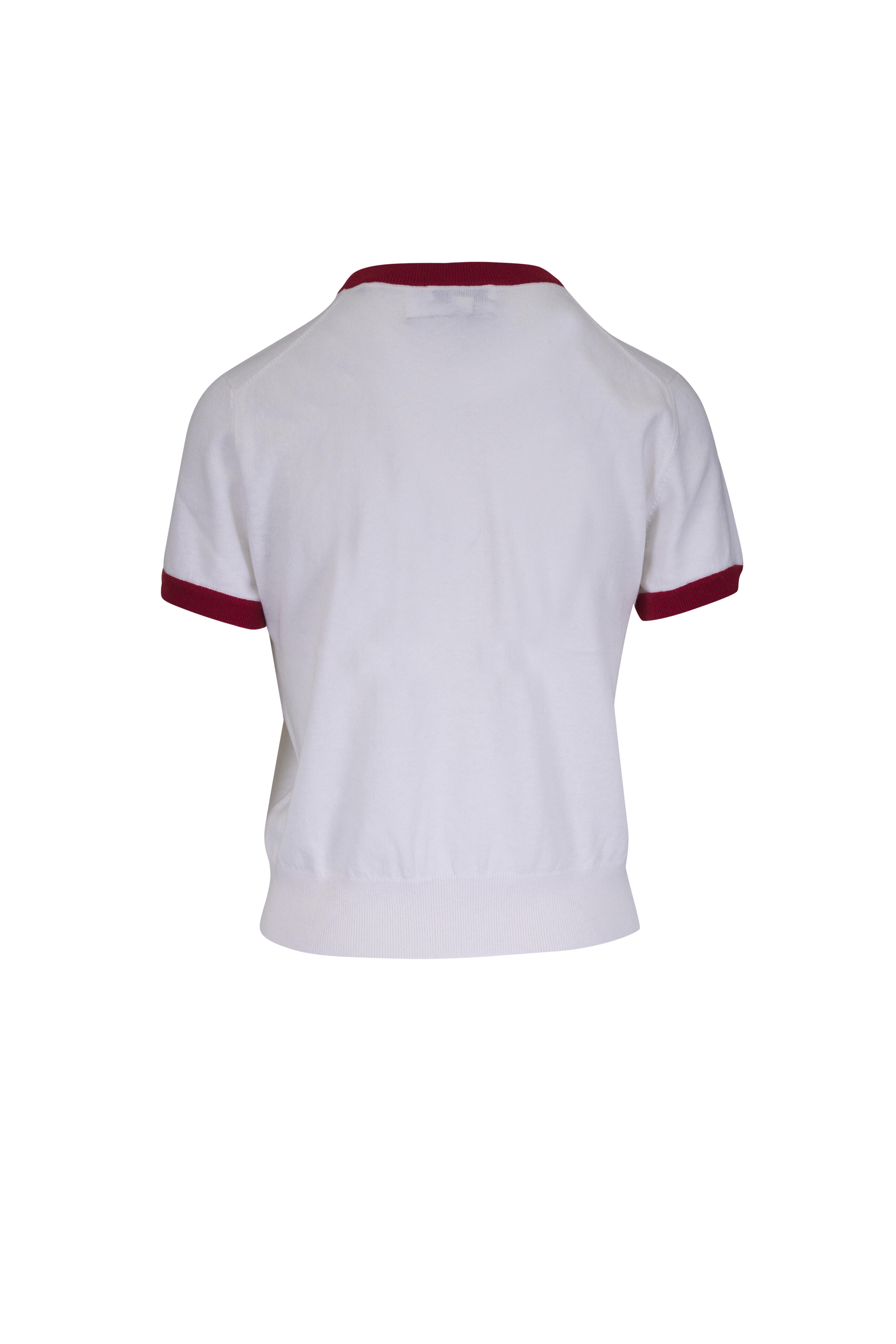 Vince - Off White & Brick Rose Ringer Sweater T-Shirt