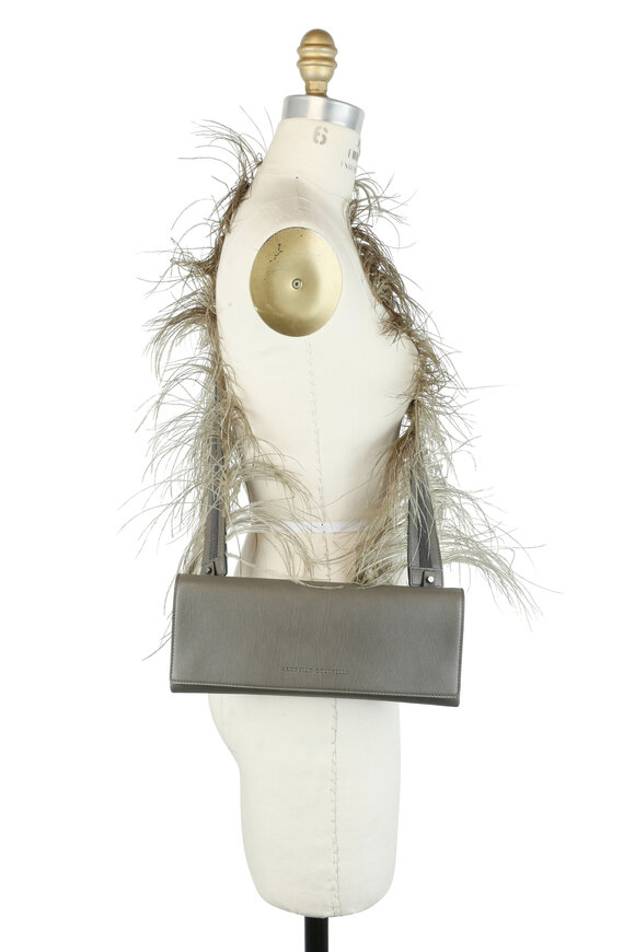 Brunello Cucinelli - Fern Leather & Ostrich Feather Bag 