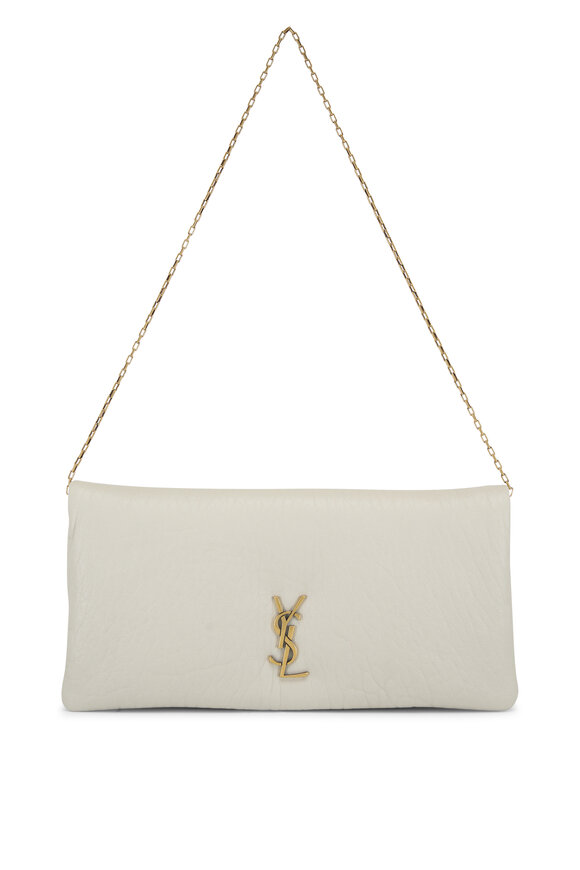 Saint Laurent Mini Calypso Blanc Vintage Leather Chain Bag