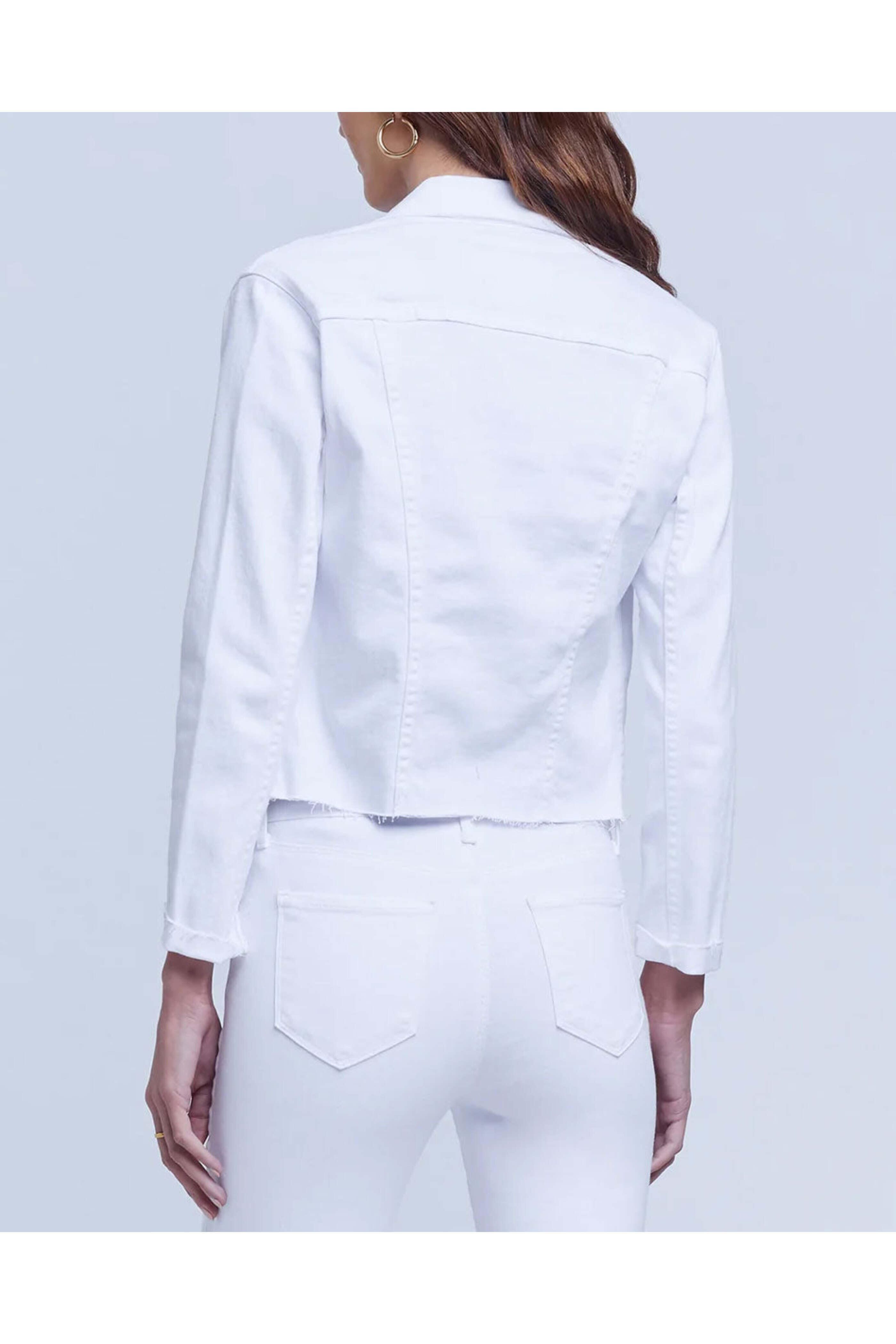 L'Agence - Janelle Slim Raw Denim Jacket in Blanc