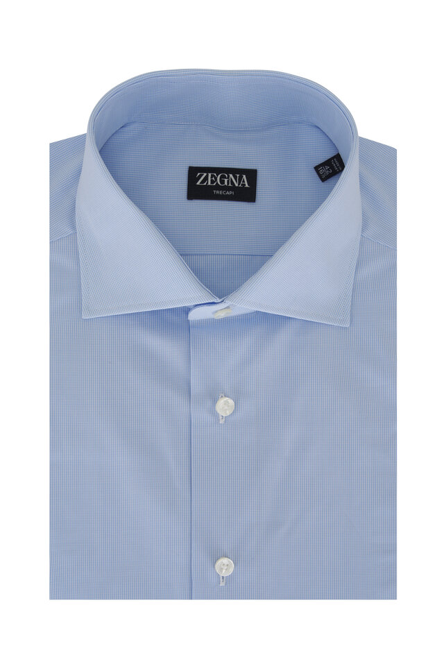 Zegna micro-texture Trecapi-cotton shirt - Blue