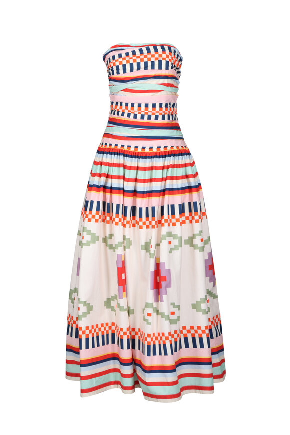 Carolina K Malla Stripe Geometric Midi Dress