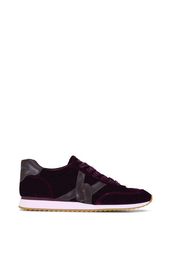 Veronica Beard Penrose Burgundy & Dark Brown Velvet Sneaker - view 2