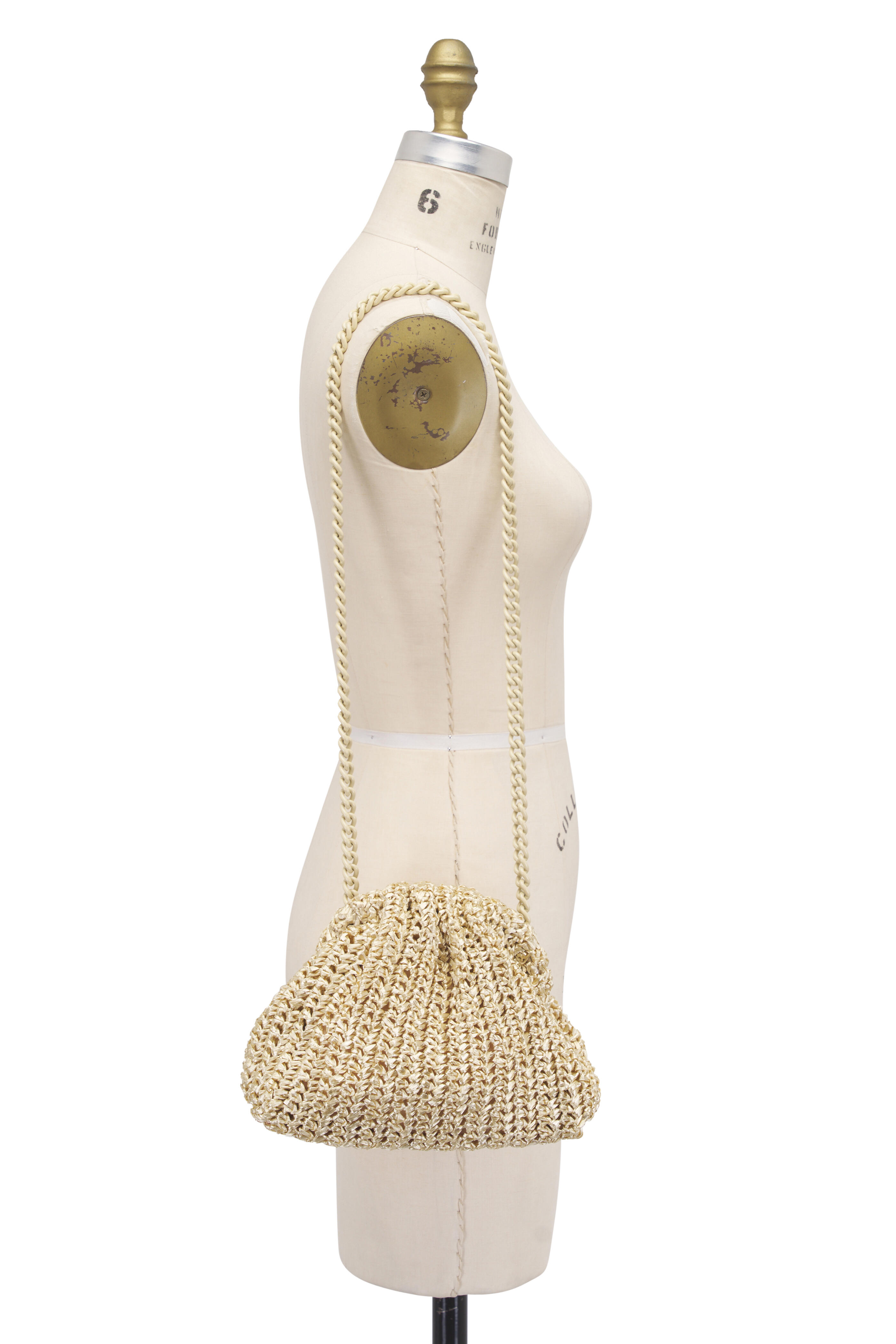 Maria La Rosa - Mini Game Glow Metallic Platino Crochet Clutch