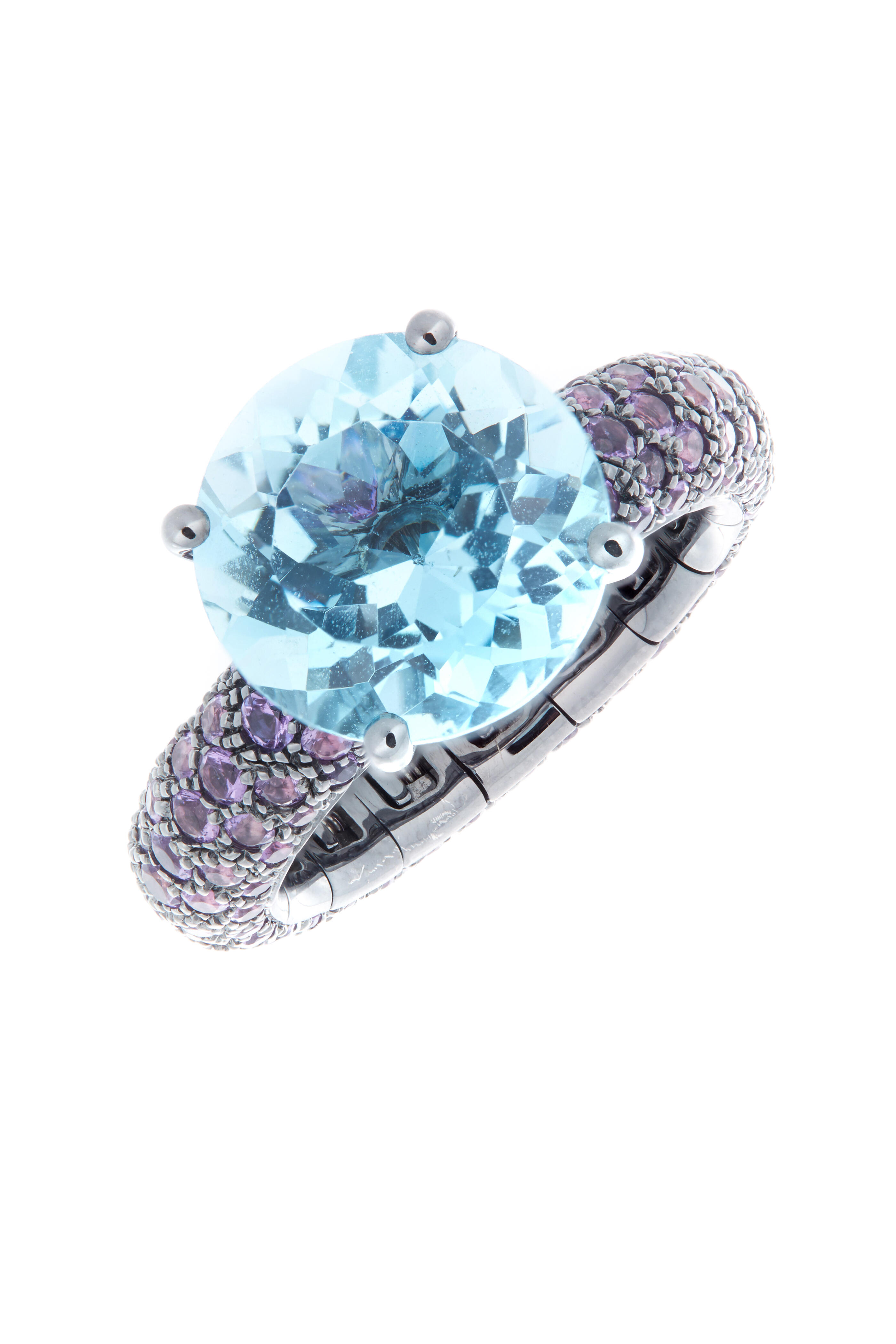 Mattia Cielo - 18K White Gold Blue Topaz & Amethyst Ring