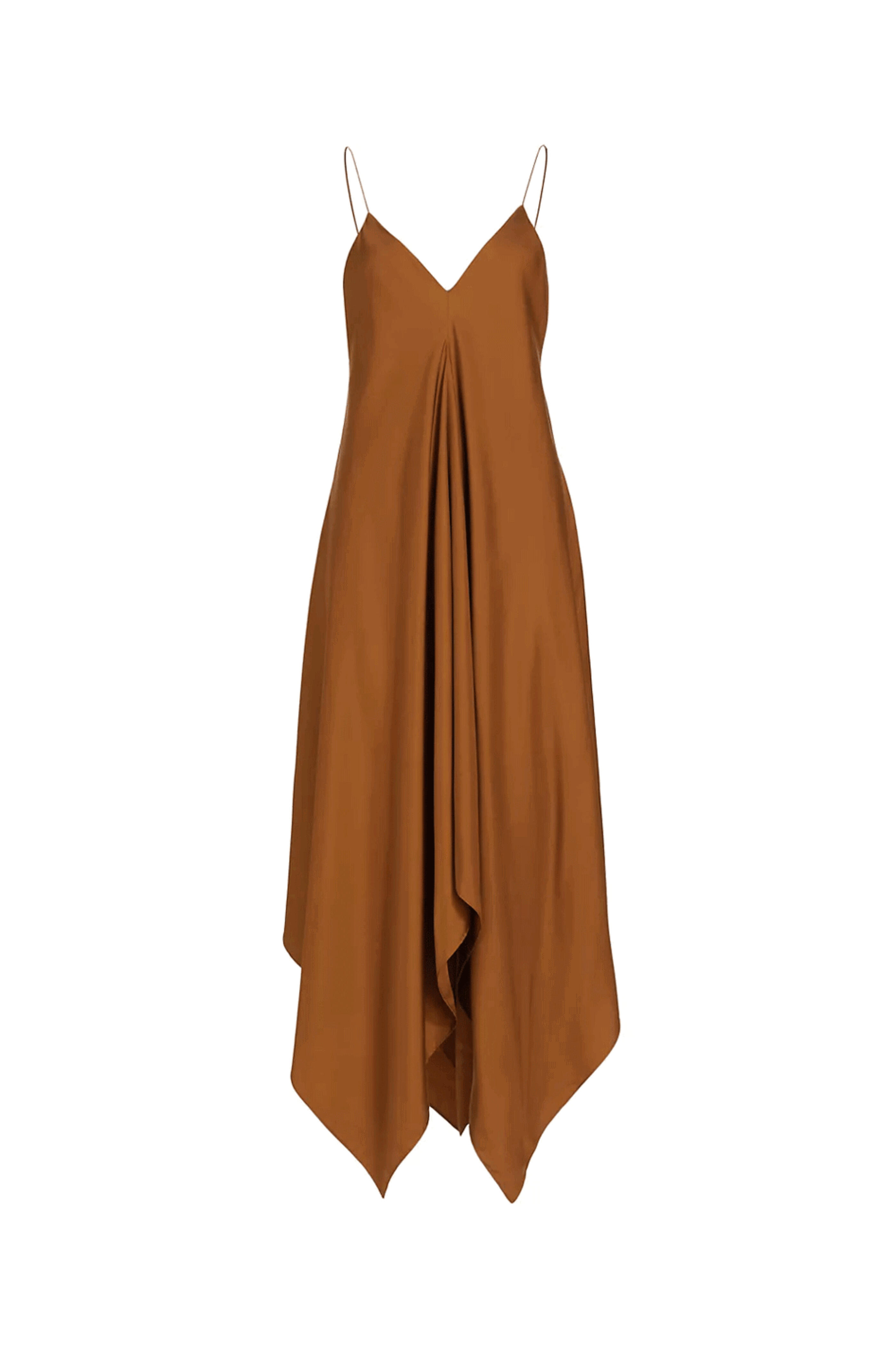 Rohe Frames - Tan Silk Strap Dress with Wider Hem
