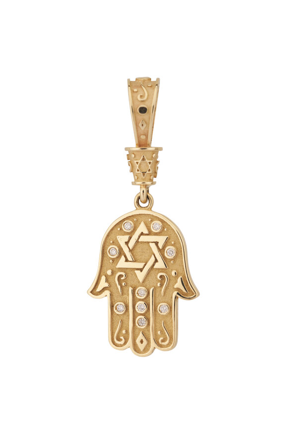 Marlo Laz 14k Yellow Gold Southwestern Star of David Hamsa - view 1