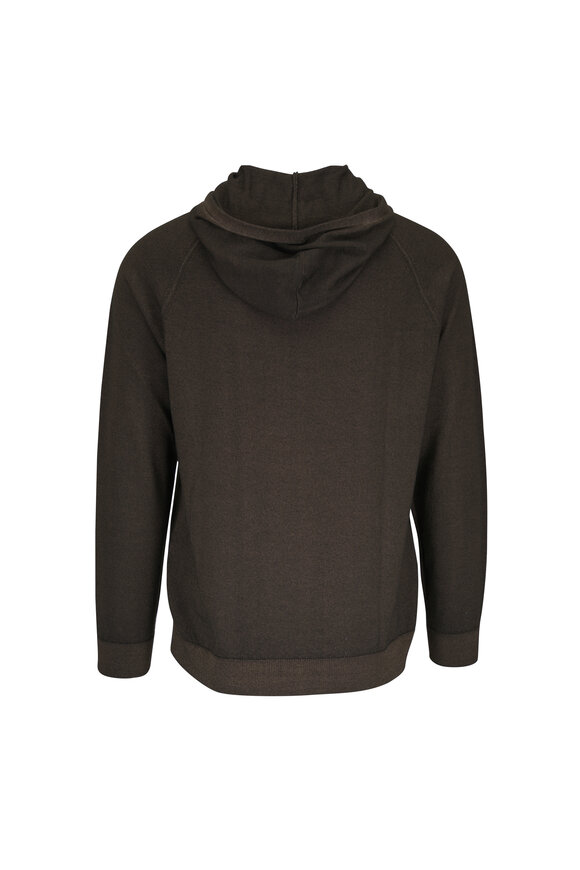 Tiki Olive Green Extrafine Merino Wool Hoodie - view 2