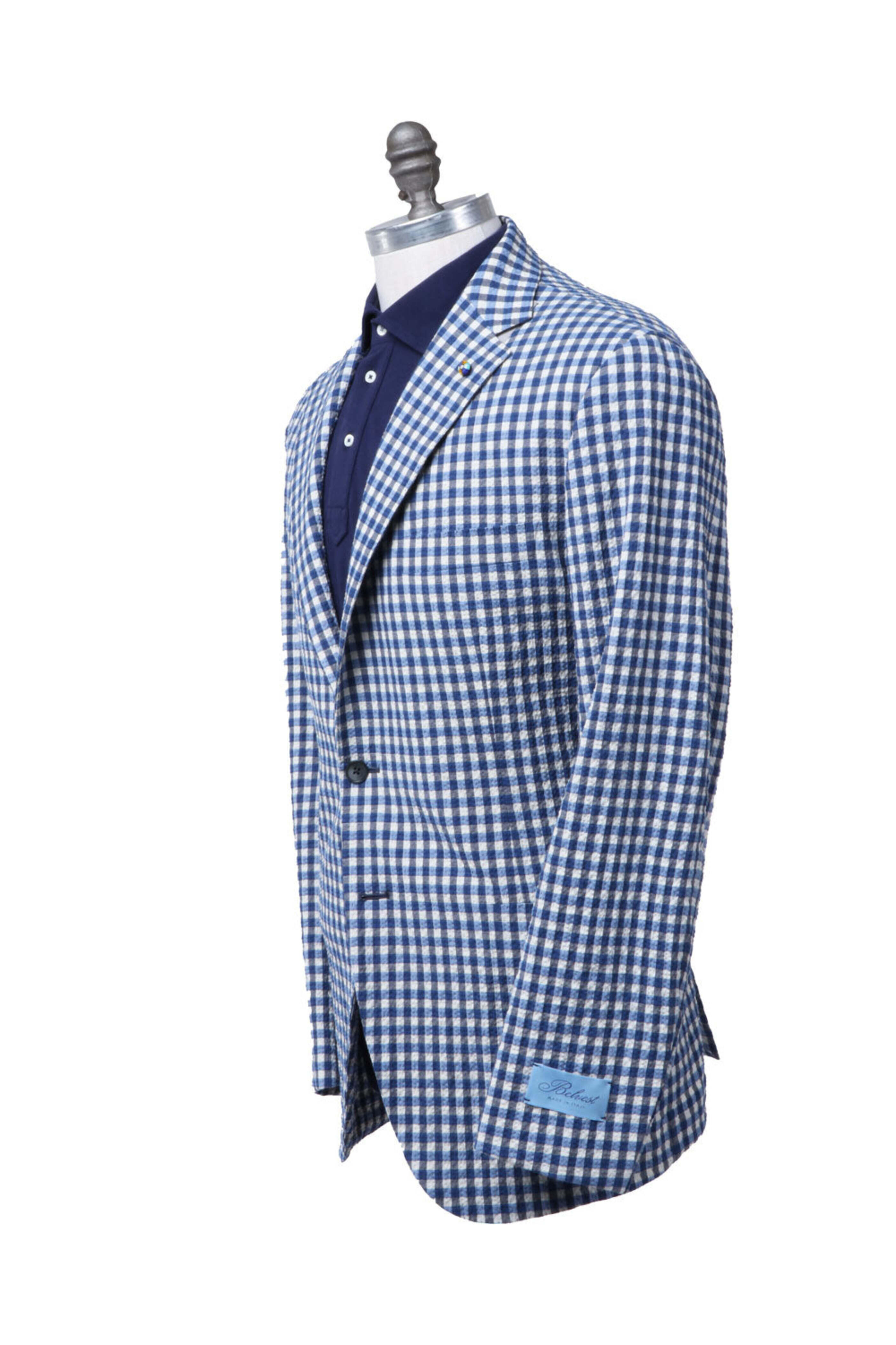 Belvest - Blue and White Plaid Seersucker Sportcoat
