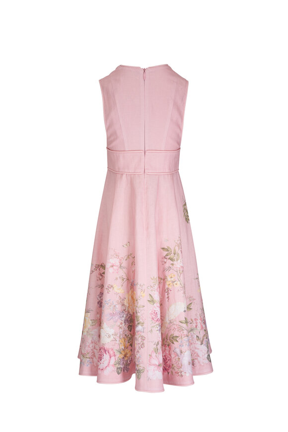 Zimmermann - Waverly Pink Floral Plunge Midi Dress 