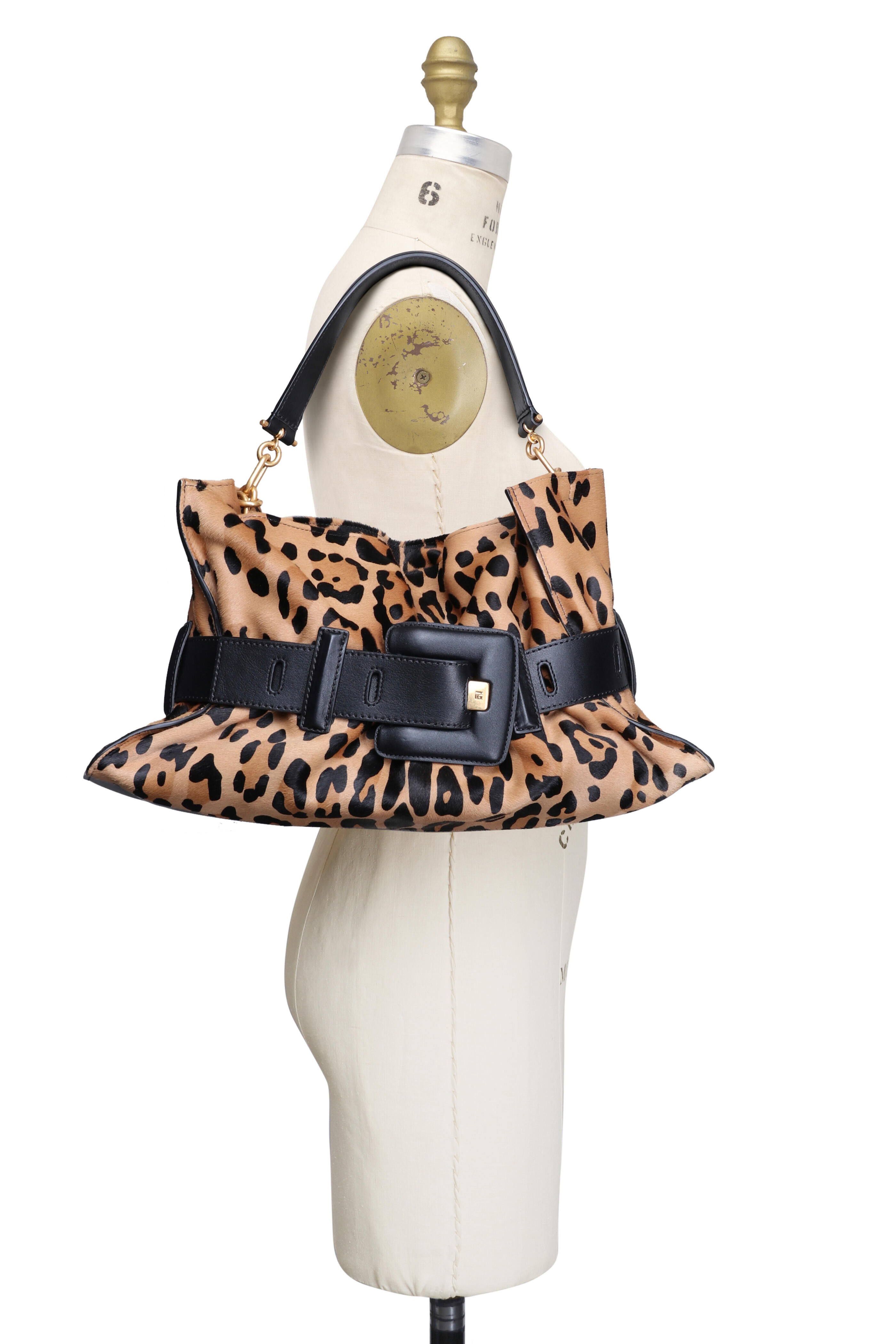 Balmain - Medium Anthem Buckle Shoulder Bag in Leopard