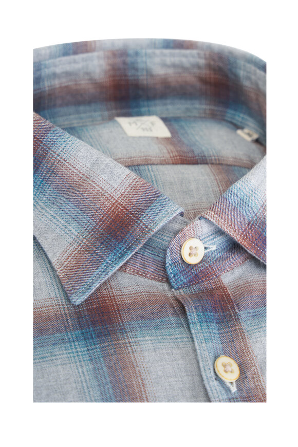 GMF Gray Multicolor Check Cotton Sport Shirt - view 6