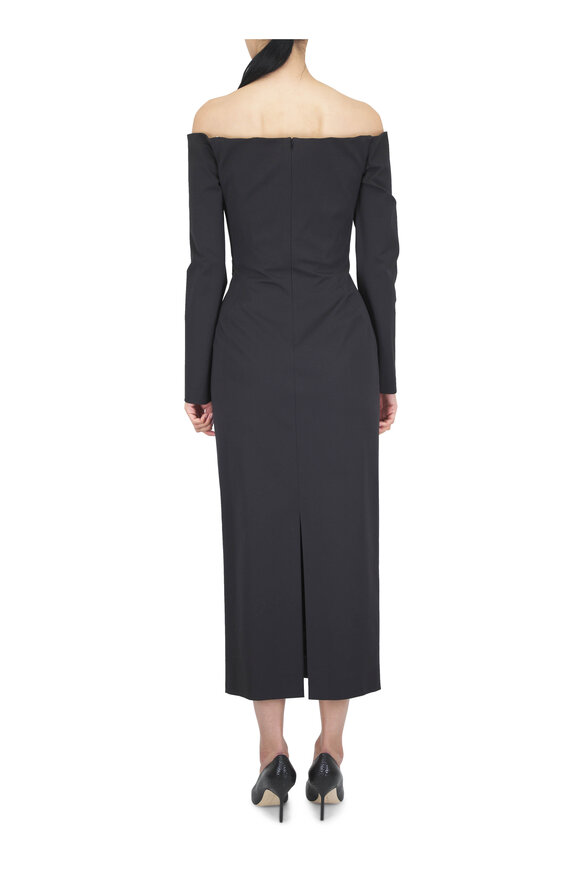 Lela Rose Black Tassel Embroidered Off-The-Shoulder Dress - view 3