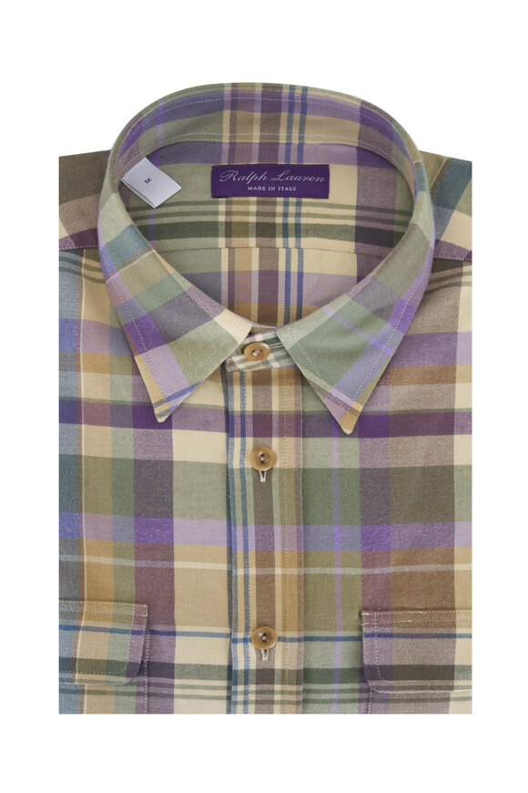 Ralph Lauren Purple Label Multicolor Flannel Plaid Sport Shirt