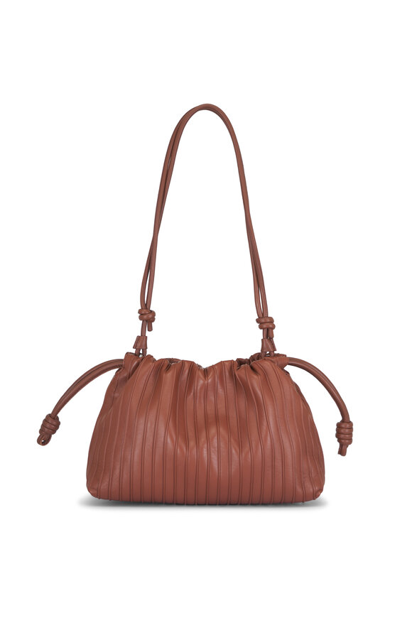 Loewe Medium Flamenco Pecan Pleated Leather Clutch - view 2