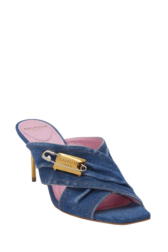 Manolo Blahnik - Artas Navy Blue Suede Flat Slide