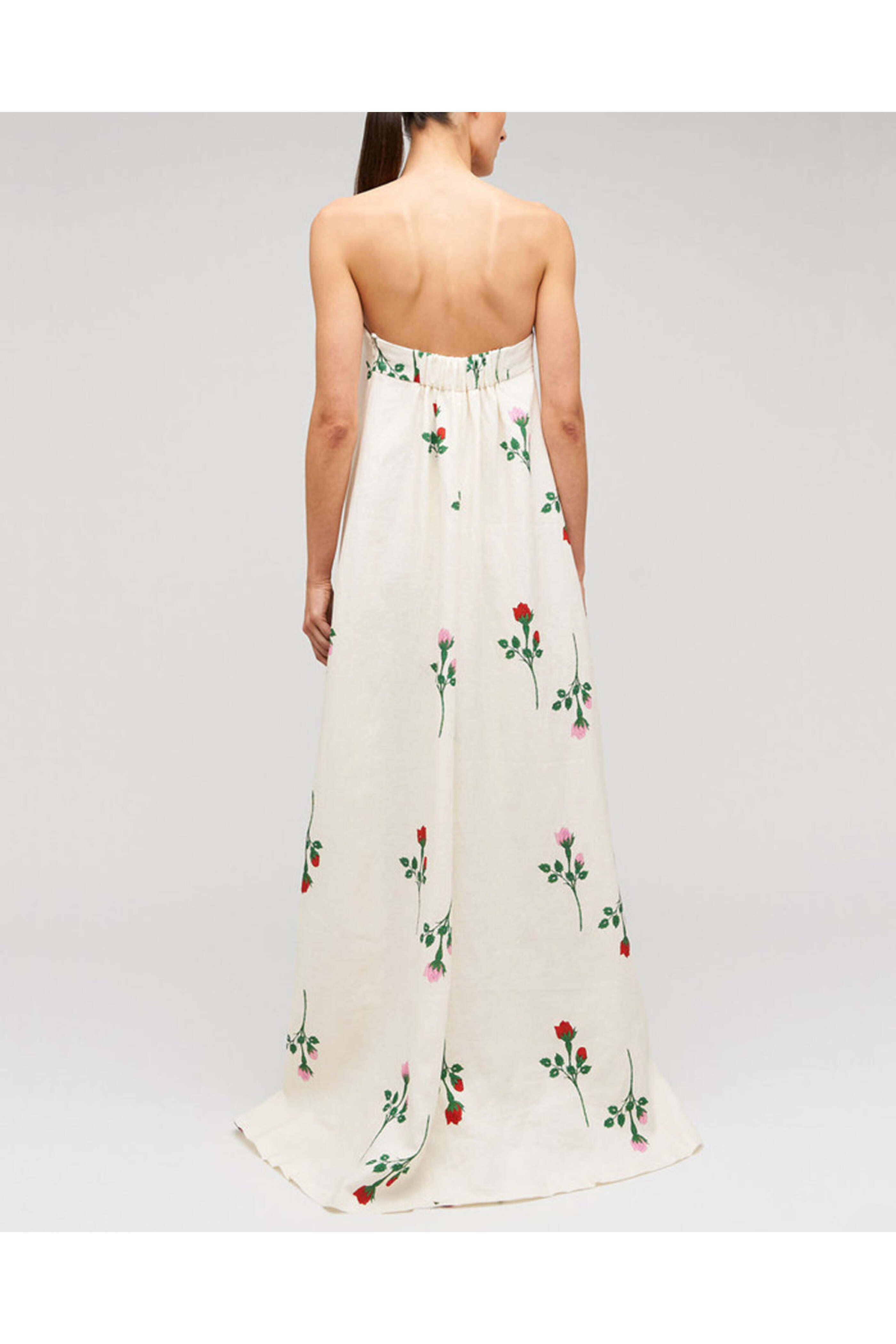 Oroton - Antique White Strapless Rosebud Gown