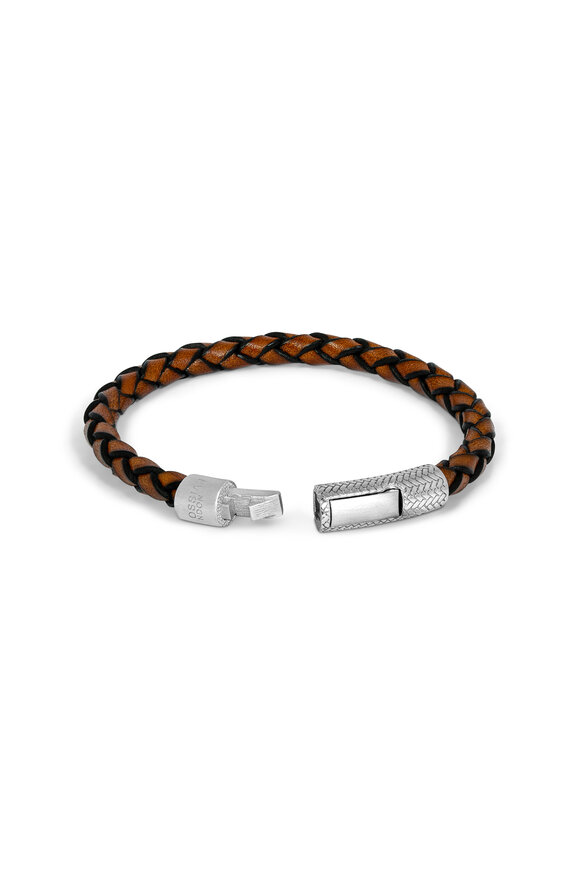 Tateossian - Charles Silver & Woven Leather Braceelt