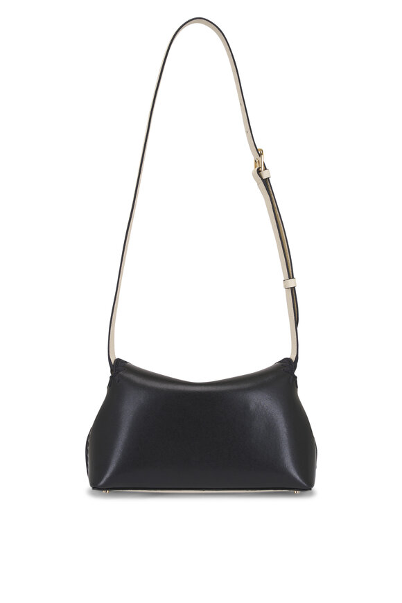Totême T-Lock Black & Milk Embroidered Leather Clutch - view 3