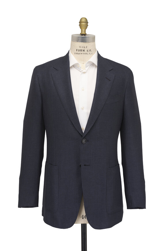 Zegna Navy Blue Micro Houndstooth Sportcoat - view 3