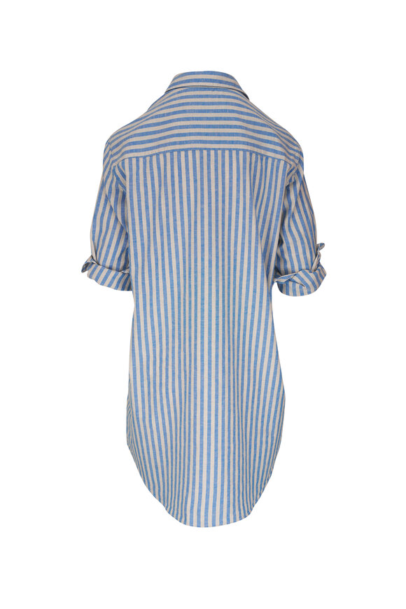 Frank & Eileen - Mary Blue & White Striped Cotton Shirtdress 