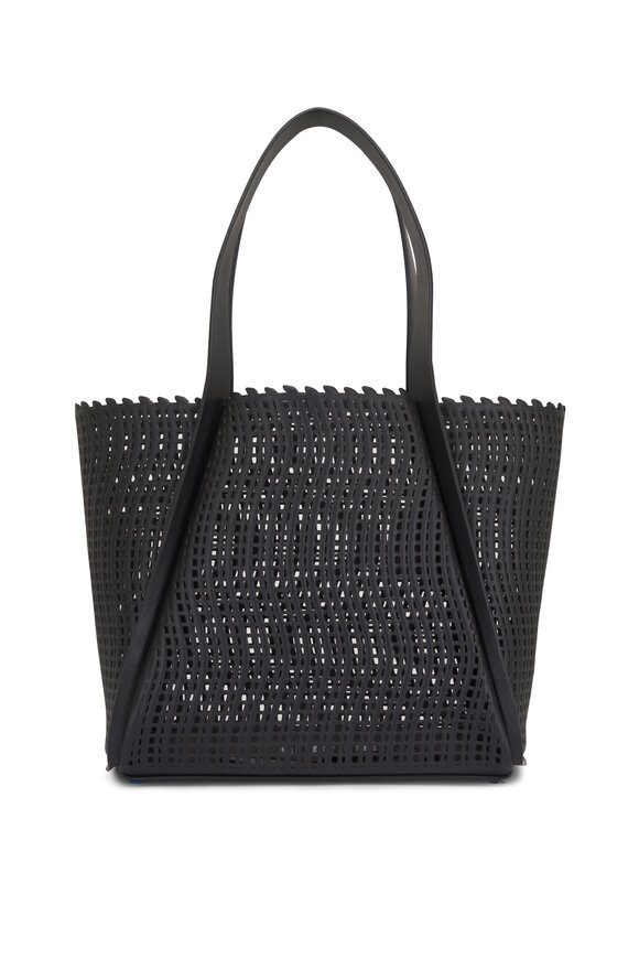 Akris Medium Alex Black Laser Cut Leather Tote - view 2