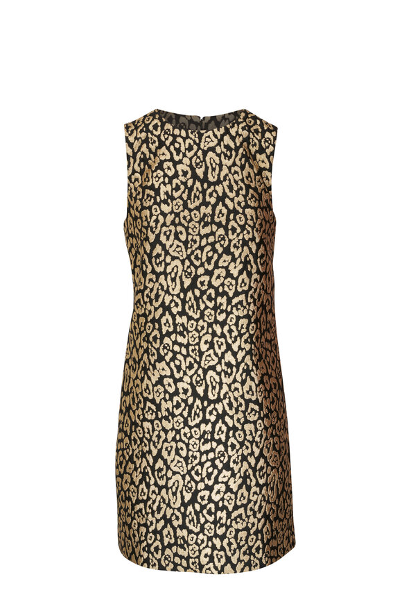 Carolina Herrera - Metallic Leopard Print Jacquard Shift Mini Dress