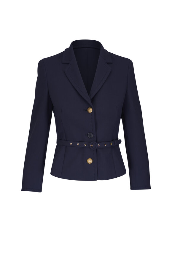 Akris Punto Navy Blue Pebble Crepe Jacket