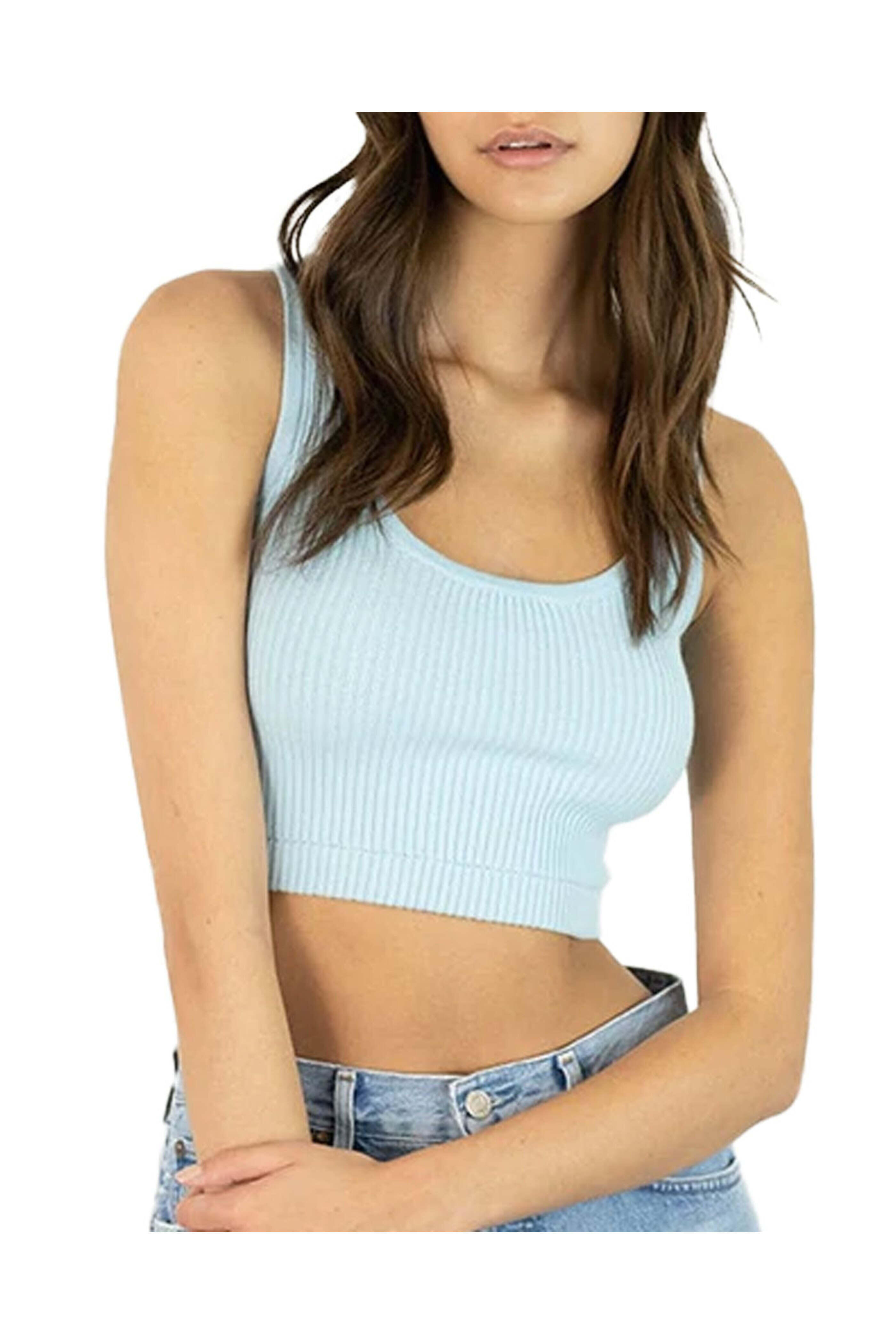 Kathryn Mccarron - Sky Blue Bardot Cashmere Blend Crop Top