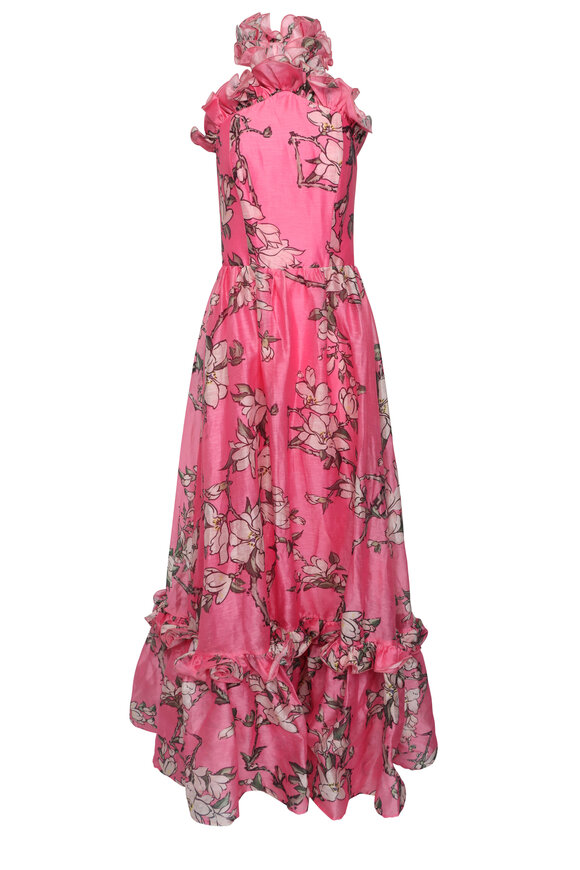 Leo Lin Isabelle Pink Halterneck Maxi Dress