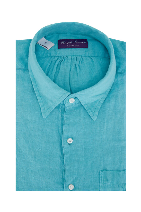 Ralph Lauren Purple Label - Capri Blue Linen Sport Shirt