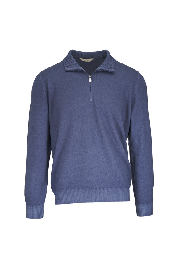 Gran Sasso Vintage Denim Blue Quarter Zip Sweater - view 1