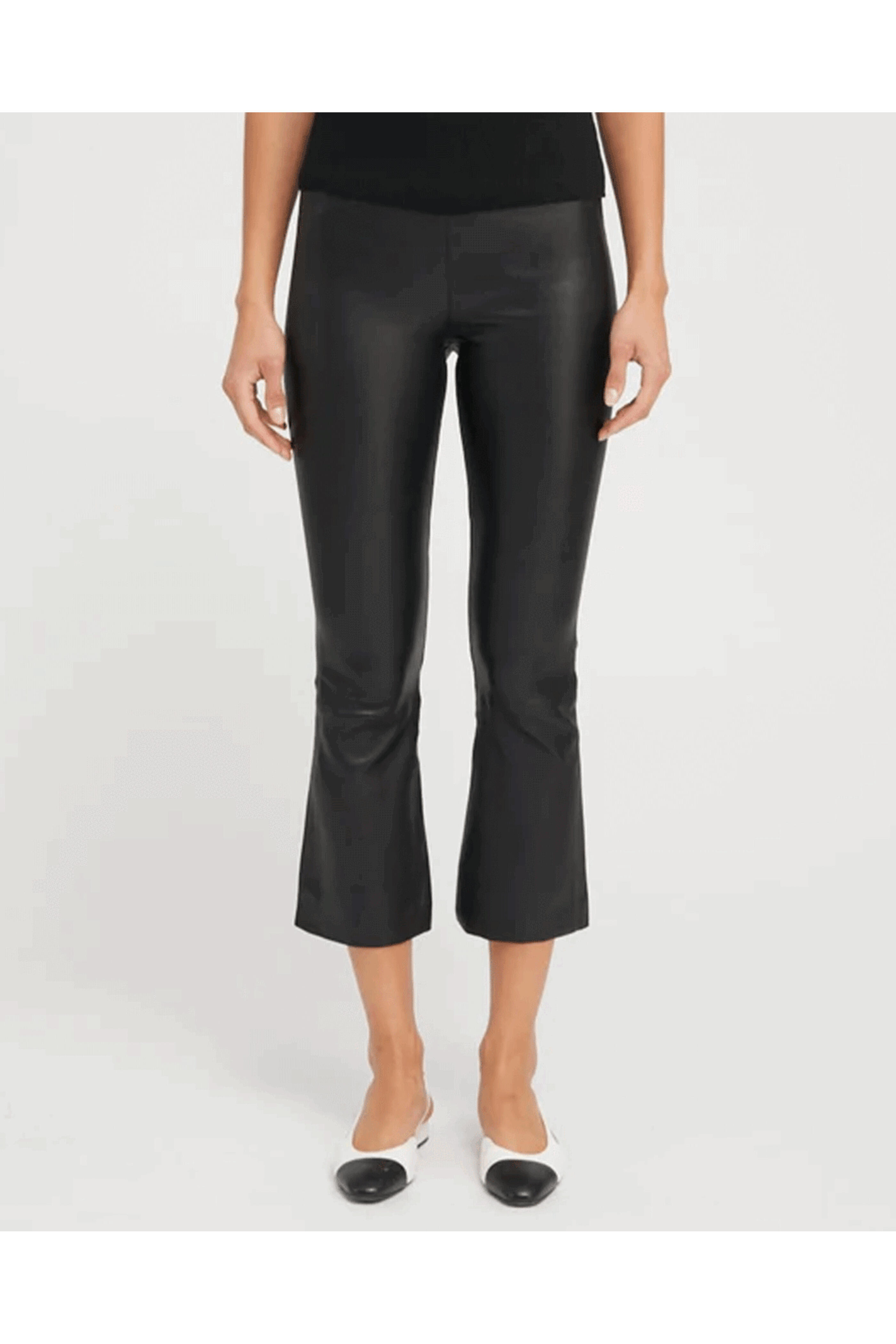 SPRWMN - Leather Crop Flare Legging in Black