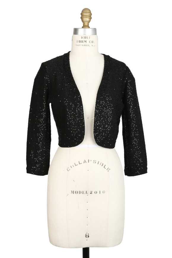 Oscar de la Renta - Black Silk Blend Sequin Shrug