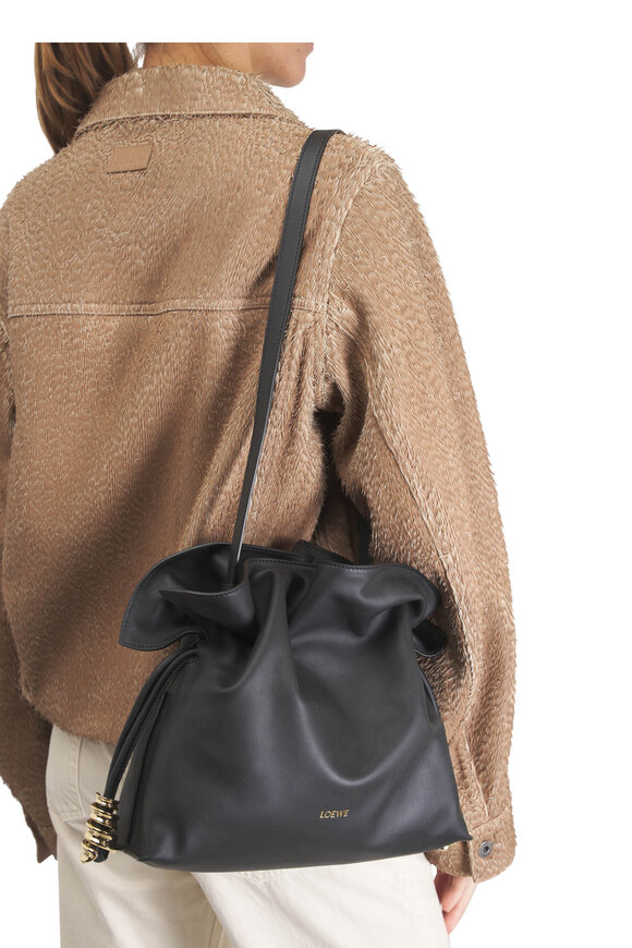 Loewe Medium Coil Flamenco Black Leather Clutch - view 2