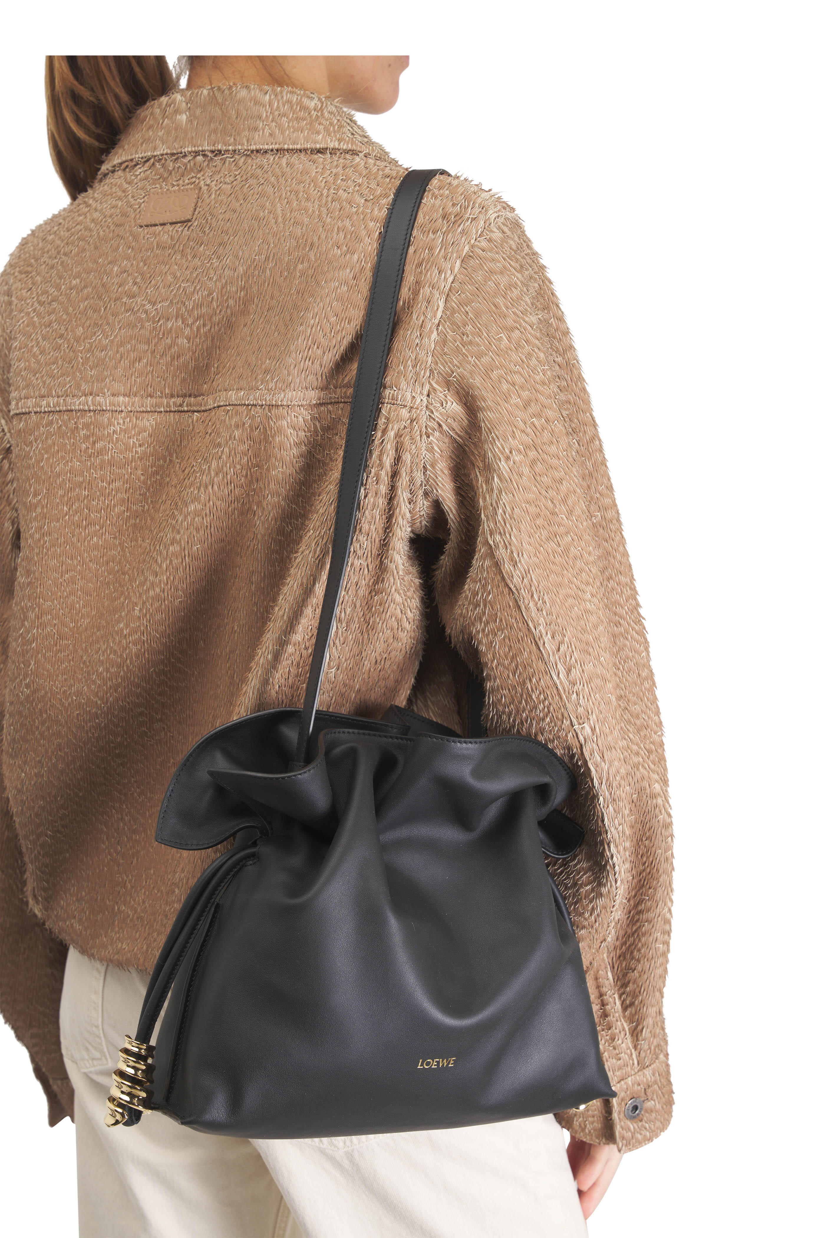 Loewe - Medium Coil Flamenco Black Leather Clutch