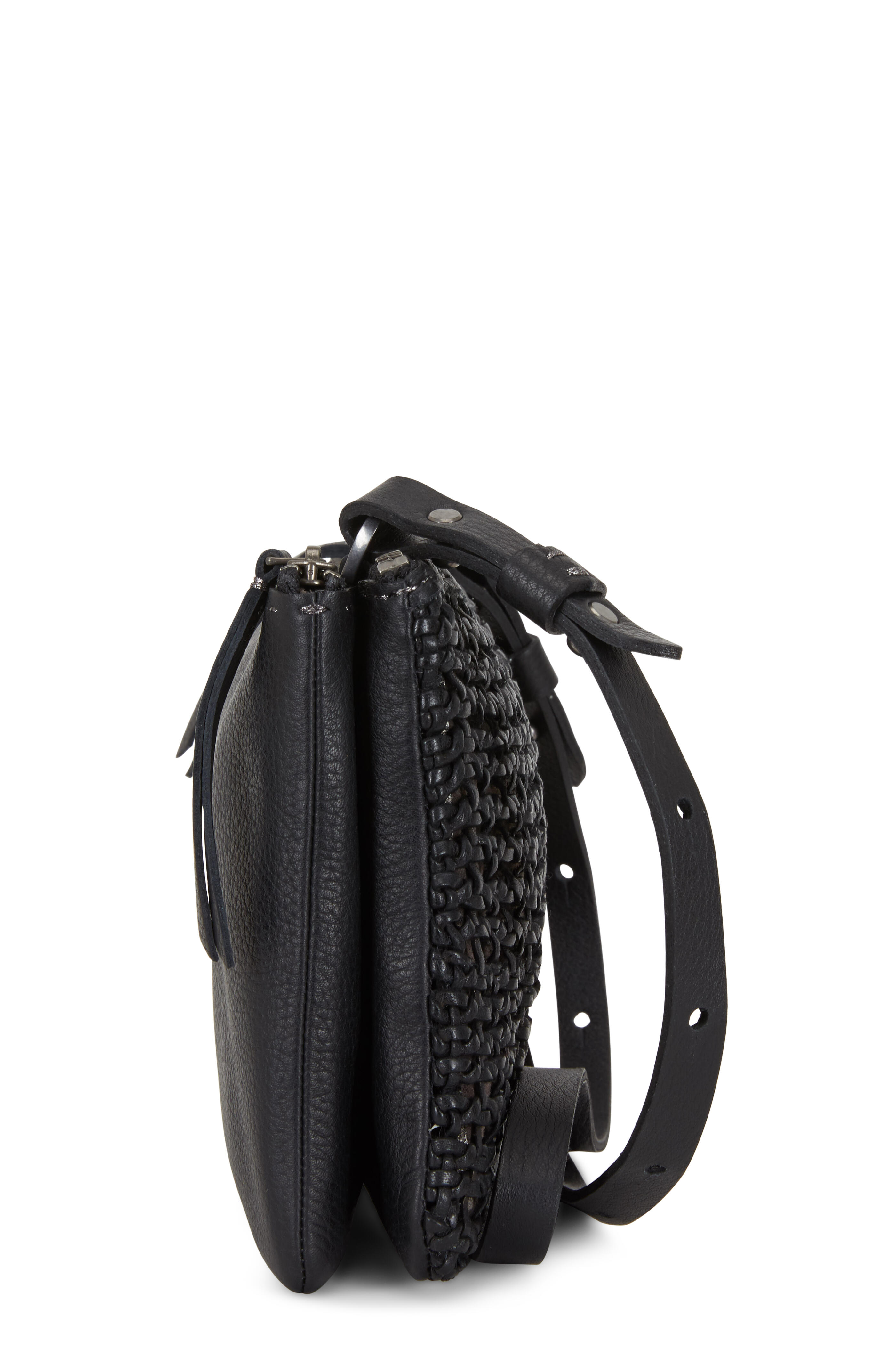 Henry Beguelin - Zedda Black Woven & Smooth Double Crossbody