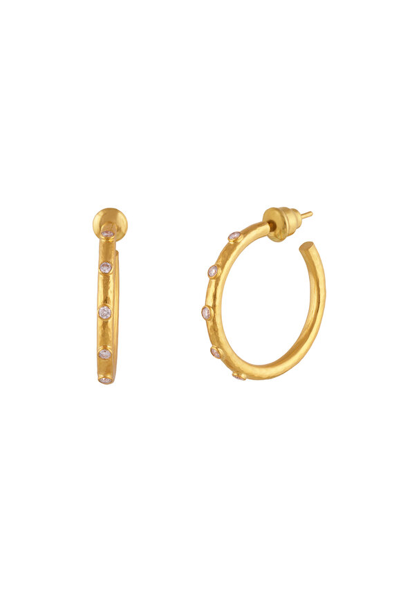 Gurhan 22k Gold Diamond Hoop Earring - view 1