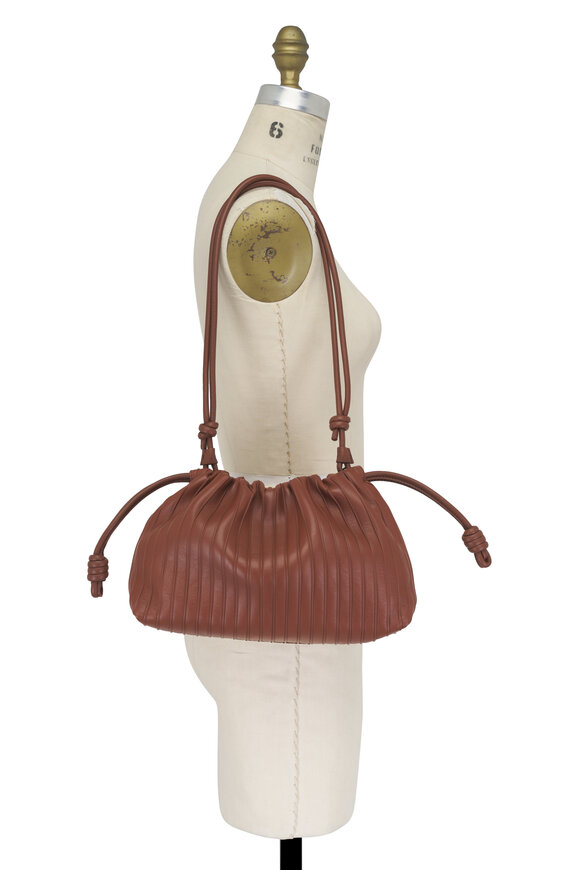 Loewe Medium Flamenco Pecan Pleated Leather Clutch - view 5